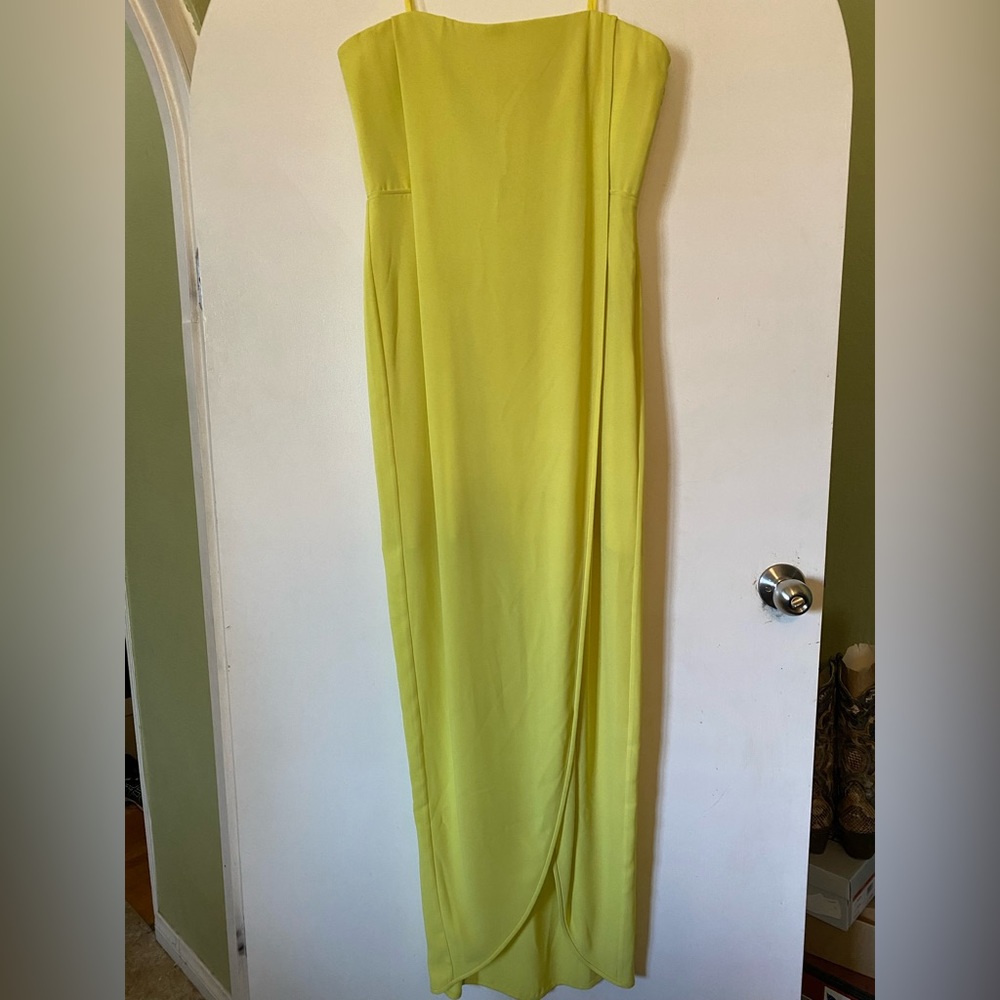 BCBGMaxAzria Yellow Strapless Maxi Dress
